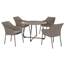 KETTLER Manhattan 4 Seater 'Wrap' Table & Chairs Set, Taupe